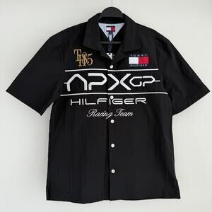 Tommy Hilfiger Shirt Mens Small Black APXGP Racing Team Button Up The Movie F1